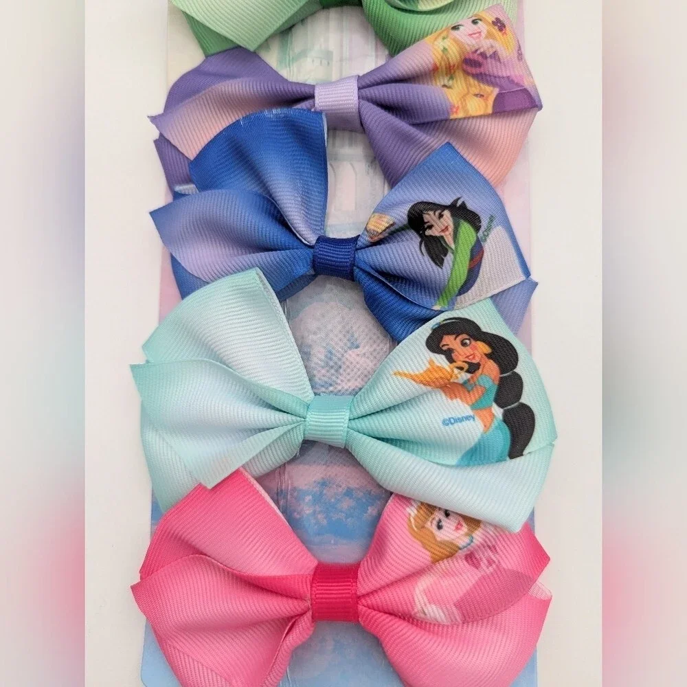 NWT 7 Colorful Disney Princess Hair Bow Clips